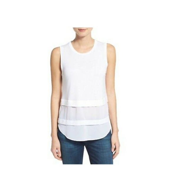 Michael by Michael Kors Layered White Blouse Size Medium - Picture 1 of 10